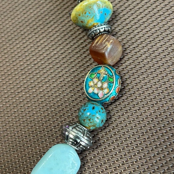 #88 Vintage One Of A Kind Necklace, Unique Jasper,Carnelian,Larimar,Turquoise! - Picture 5 of 12